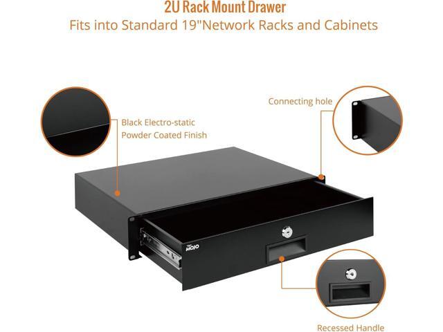 2U Rack Drawer,Rack Mount Drawer for 19in Network Equipment/Server/AV Rack or Cabinet Enclosure,Sliding and Lockable Server Rack Drawer -...