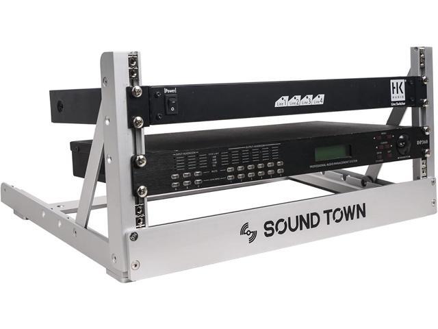 Sound Town 4U Aluminum 2-Post Desktop Open-Frame Rack, Angle Adjustable, for Audio/Video, Network Switches, Routers, Patch Panels (2PF-4A)