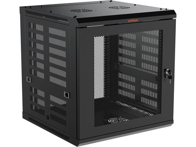 ECHOGEAR 12U Network Rack - Enclosed Wall Mount Rack Kit Includes 2X 1U Shelves, Pre-Mounted Fan, Lockable Door & Hardware - 600mm Depth Fits All...