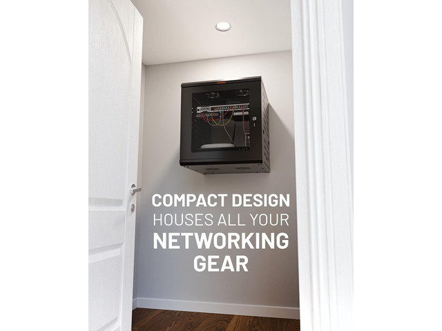 ECHOGEAR 12U Network Rack - Enclosed Wall Mount Rack Kit Includes 2X 1U Shelves, Pre-Mounted Fan, Lockable Door & Hardware - 600mm Depth Fits All...