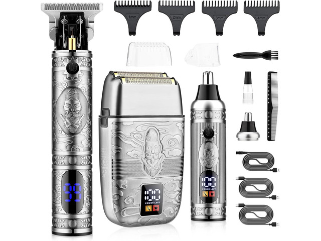 Saoilli Hair Clippers Set, Beard Trimmer Kit,Multi-Use Personal Care Cordless T-Blade Trimmer,Nose Hair Trimmer,Metal steel,Fast...