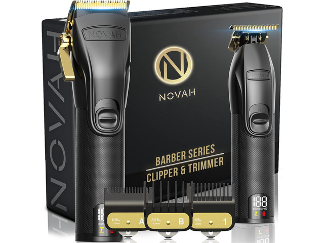Novah Professional Hair Clippers for Men, Professional Barber Clippers and Trimmer Set, Mens Cordless Hair Clipper for Barbers Haircut Fading Kit...