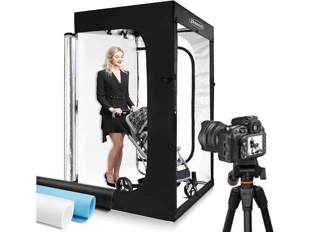 Professional Photography Studio LED Dimmable Large Shooting Tent 47x39x78 ZKEEZM Large Lightbox Photo Video Continuous Lighting Cube Shooting Tent...