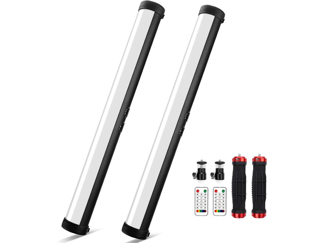2 Pack RGB Led Video Light Stick Wand, Obeamiu 2600-9600K Photography Lighting, 5000mAh Rechargeable Battery, 21 Lights Effect for Video Conference...