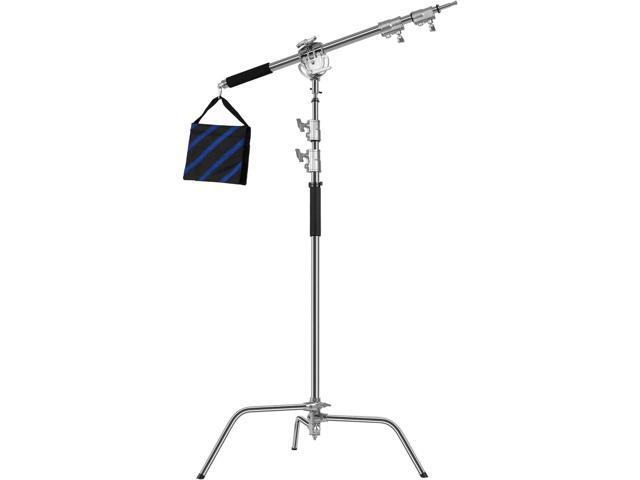 GVM Photography Heavy Duty C Stand with Boom Arm - Max Height 10ft/3.2m, 3ft/1m to 7ft/2.25m Holding Arm Kit for Reflectors, Softboxes, Monolights