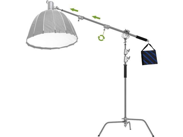 GVM Photography Heavy Duty C Stand with Boom Arm - Max Height 10ft/3.2m, 3ft/1m to 7ft/2.25m Holding Arm Kit for Reflectors, Softboxes, Monolights