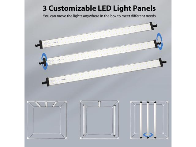 Takerers Photo Studio Light Box,39x39 Inch/100x100cm 210 LED Professional Photo Background Shooting Tent with 3 Stepless Dimming Light Panel,...