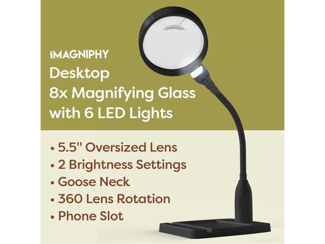 8X Desk Magnifying Light - Magnifying Glass for Reading and Crafts with 6 LEDs (No Glare, No Flickering) - Magnifying Lamp with Light and Stand, 2. photo