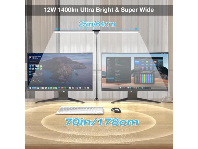 LED Desk Lamp for Home Office, Bright Double Head Desk Lamp with Clamp, Dimmable 5 Color Modes Desk Lighting, 12W Eye-Caring Architect Table Lamp...