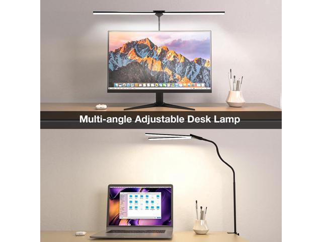 LED Desk Lamp for Home Office, Bright Double Head Desk Lamp with Clamp, Dimmable 5 Color Modes Desk Lighting, 12W Eye-Caring Architect Table Lamp...