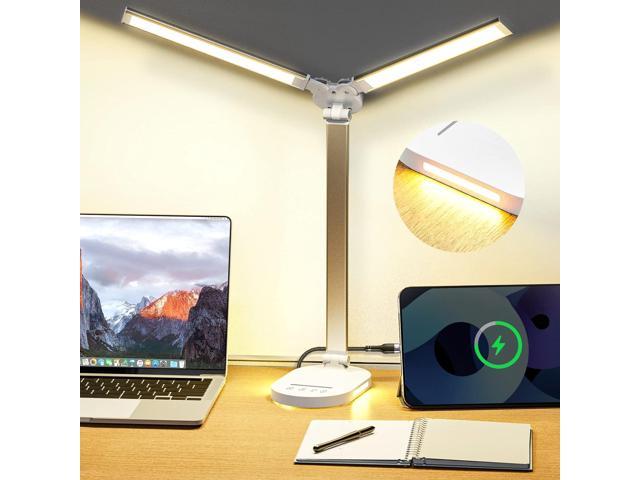 Photos - Chandelier / Lamp NOEL space Double Head Desk Lamp for Home Office, Eye-Care Desk Light with USB Chargi 