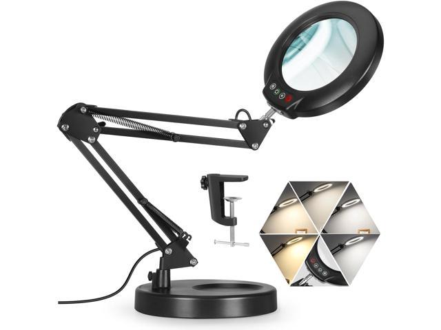 Veemagni 10X Magnifying Glass with Light, 5 Color Modes Stepless Dimmable 2-in-1 Desk Lamp and Clamp, LED Lighted Magnifier with Light and Stand,. photo