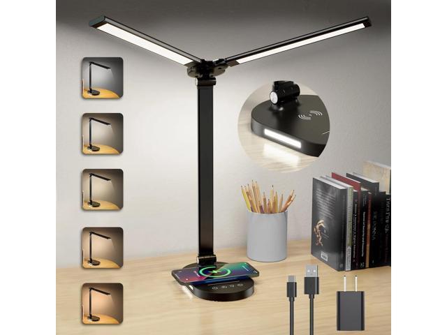 Photos - Chandelier / Lamp NOEL space LED Desk Lamps for Home Office, Double Head Touch Desk Lamp with Wireless 