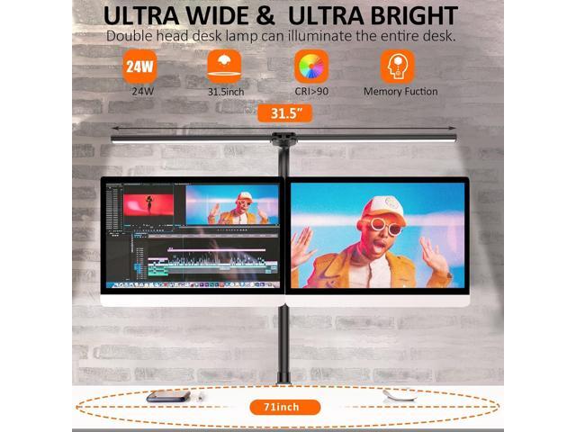 Double Head LED Desk Lamp, Architect Desk Lamps for Home Office, 24W Brightest Workbench Office Lighting-5 Color Modes and 5 Dimmable Eye...