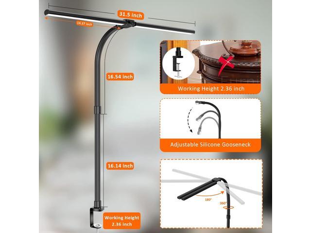 Double Head LED Desk Lamp, Architect Desk Lamps for Home Office, 24W Brightest Workbench Office Lighting-5 Color Modes and 5 Dimmable Eye...