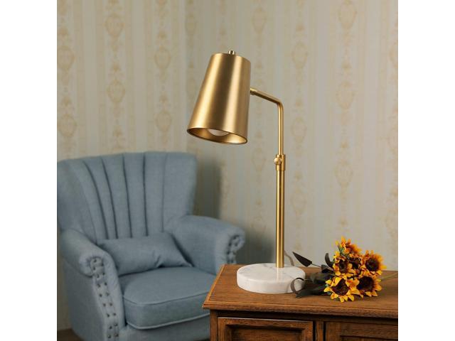 VONLUCE Gold Desk Lamp with LED Bulb Adjustable, Antique Brass Metal Table Lamp Marble Base, Mid Century Modern Reading Lamp Office, 20 Industrial...
