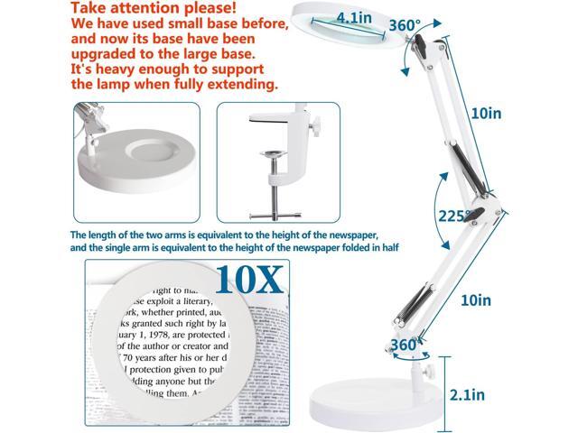 10X Magnifying Glass with Light, HITTI 1,800 Lumens Stepless Dimmable, 3 Color Modes, 4.2 Real Glass Lens LED Magnifying Desk Lamp & Clamp,...