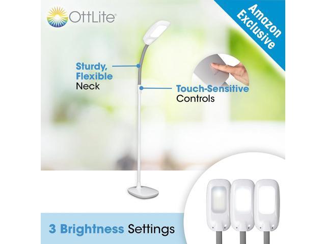 OttLite LED Floor Lamp Adjustable Height with ClearSun LED Technology - Touch Controls & 3 Brightness Settings, Natural Lighting - Craft Daylight...