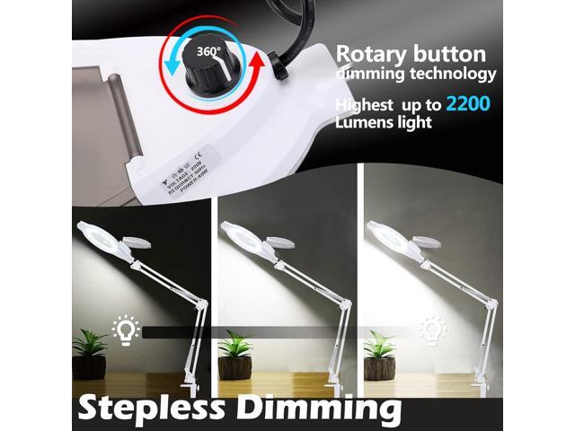 10X LED Magnifying Lamp with Clamp, KIRKAS 2,200 Lumens Dimmable Super Bright Daylight Magnifying Glass with Light and Stand, Adjustable Swivel Arm...