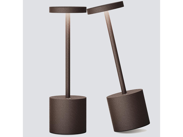 2Pack Cordless Rechargeable LED Restaurants Outdoor Table Lamp Battery 5000mAh Metal USB Portable Powered Desk Lamp, 3 Levels Brightness Light...
