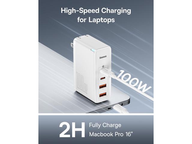 USB C Charger, Baseus 100W 4-Port GaN II Wall Charger, Fast USB C Tablets Charger Block for iPhone 15/14/13/12/11/, Samsung, MacBook Pro/Air, iPad,...