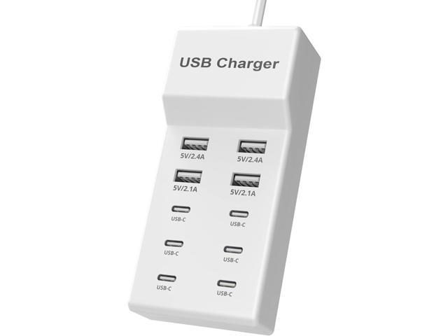 USB C Charging Station 6 USB-C Ports Charger Hub 10-Port USB Charger Dock for iPhone 14/13/12/11/X/8/7/6 Phones Tablet Watch Headphones