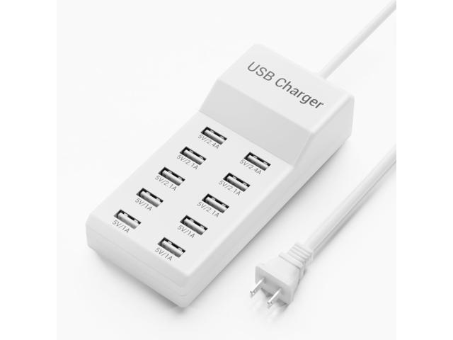 10-Port USB Charger Block - 50W10A Multi USB Charging Station for iPhone/iPad/Samsung Galaxy Note Tablet Android Smartphone(White)