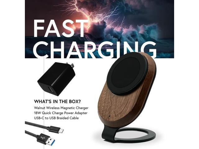 ARK Magnetic Wireless Charging Station with Fast Charger Adapter and USB to USB C Cord for iPhone 15/14/13/12 and Compatible Samsung Devices 15W...