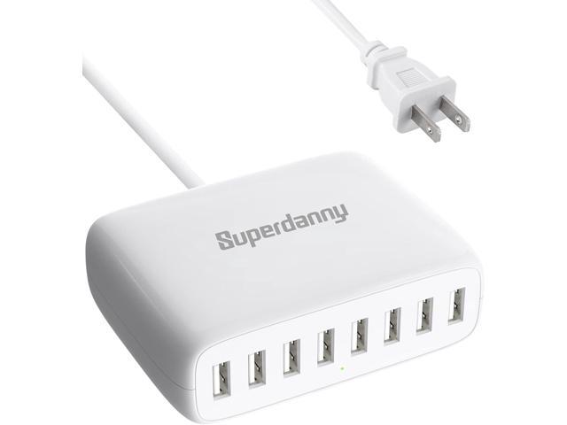 USB Charger Station, SUPERDANNY 8-Port Desktop Charging Station for Multiple Devices, Compatible with iPhone 11/X/Xs/Max/XR/SE/8/Plus, iPad...