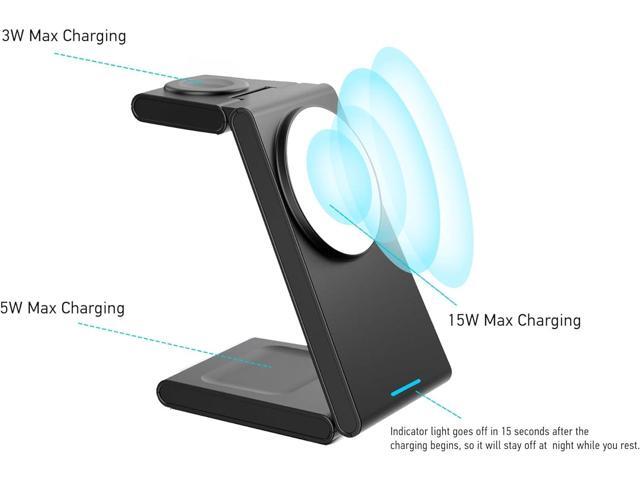 3-in-1 Foldable Charging Station for MagSafe, Travel Magnetic Charger Stand for iPhone 15 14 13 12 Pro Max, Fast Wireless Charging Dock for Apple...