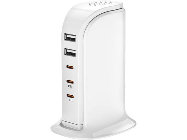 USB C Charger Multiport Upoy, Charging Station with 3 Type-C PD Charging and 2 USB Ports Total 100W, Desktop USB Charger Block Fast Charging for...