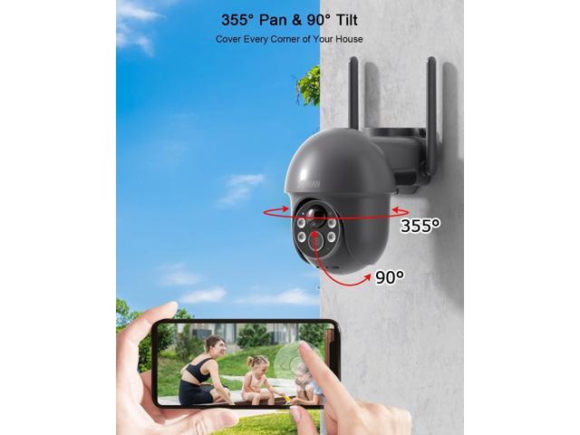ANRAN Security Camera Wireless Outdoor with 360° View, 2K Solar Outdoor Camera with Smart Siren, Spotlights, Color Night Vision, PIR Human...
