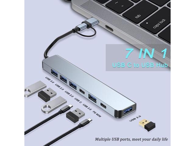 USB C Hub USB Hub 3.0, VIENON Aluminum 7 in 1 USB Extender, USB Splitter with 1 x USB 3.0, 4 x USB 2.0 and 2 x USB C Ports for MacBook Pro Air and...