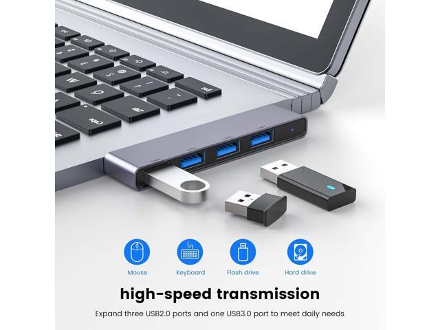 Multi Port USB Hub, Fidioto 4 Port USB Adapter(1 * 3.0 Hub, 3 * 2.0 Hub), USB Hub for Laptop, iMac Pro, MacBook Air, Mac Mini/Pro, Notebook PC, USB...