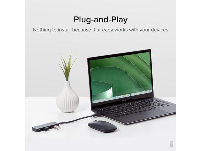 Plugable 4 Port USB Hub 3.0, USB Splitter for Laptop, Compatible with Windows, Surface Pro, PC, Chromebook, Linux, Android, Charging Not Supported