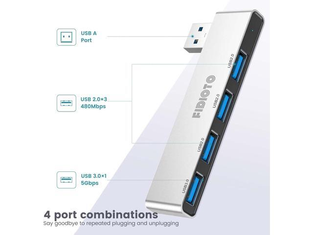 Multi Port USB Hub, Fidioto 4 Port USB Adapter(1 * 3.0 Hub, 3 * 2.0 Hub), USB Hub for Laptop, iMac Pro, MacBook Air, Mac Mini/Pro, Notebook PC, USB...
