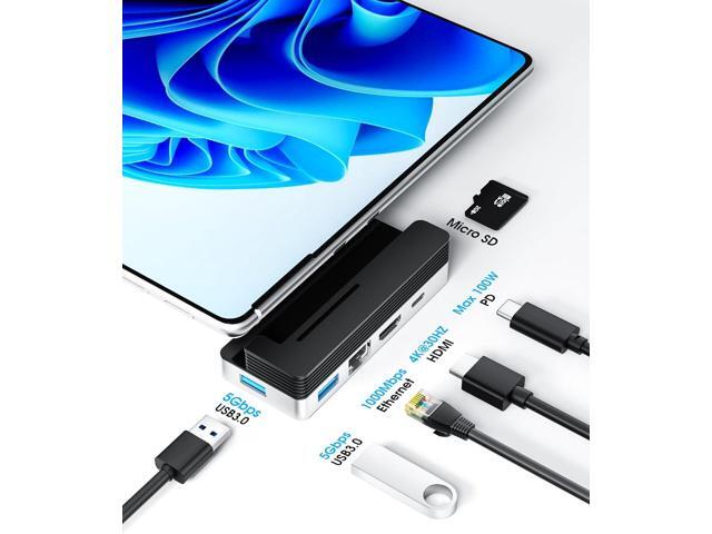 BYEASY Surface Pro 9 Docking Station, 6-in-2 Microsoft Surface Pro 9 USB-C Hub with 100W PD Charge, 2*USB 3.1, 4K@60Hz HDMI, 1000M Ethernet LAN, TF...