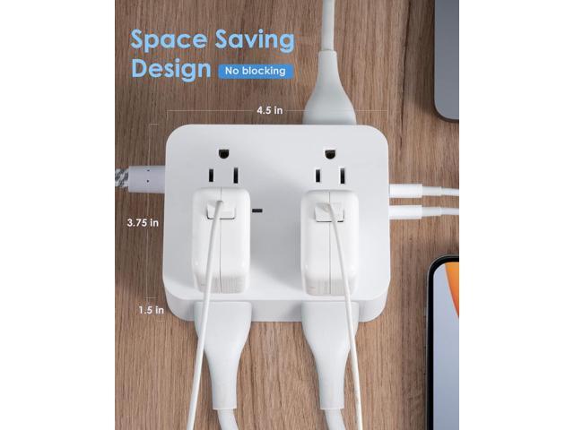 6Ft Surge Protector Power Strip with USB C, Extension Cord with 8 Wide Outlets(2.2 IN) and 4 USB Ports(2 USB C), Flat Plug, Wall Mount, 3 Side...
