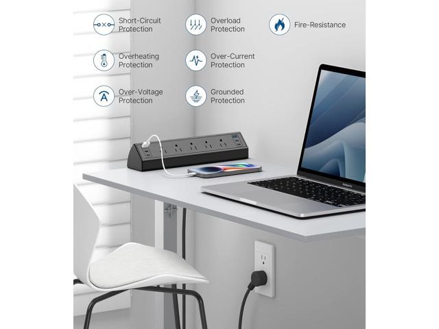 Desk Clamp Power Strip USB C,40W Total Fast Charging Station,4 PD 20W USB C Ports,Desk Edge Mount Power Strip 6 USB Ports 5 AC Outlets Surge...
