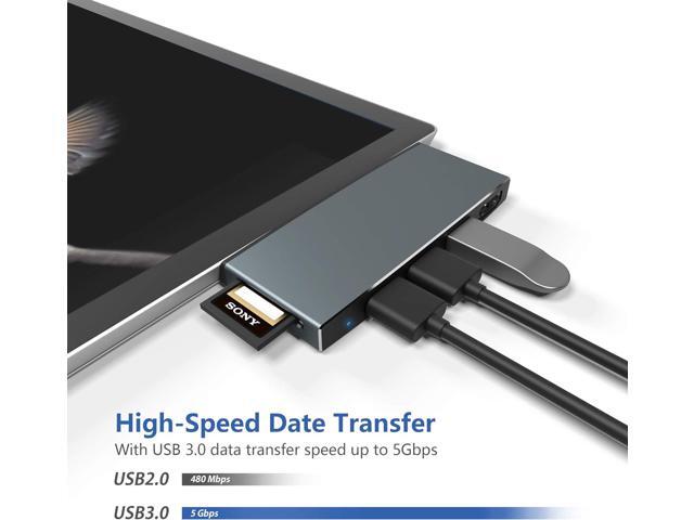 Surface Pro 6/ Pro 5/ Pro 4 Docking Station USB Hub, Surface Pro Docking Station with 4K HDMI, 3X USB3.0 Ports, SD/TF Card Reader, Accessories for...