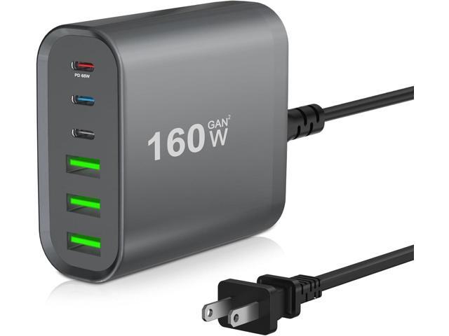 USB C Charger,160W USB C Charging Station Laptop Charger 6-Port Portable USB C Wall Fast Charger USB C Power Adapter for MacBook Pro/Air,iPad...