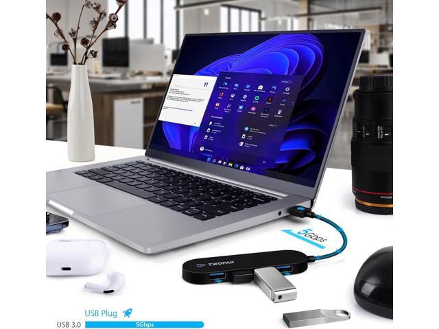Ultra-Slim 4-Port USB 3.0 Hub, Compact USB Hub for Laptop and Mac, High-Speed USB Adapter for PC, Desktop, iMac, Surface Pro, XPS