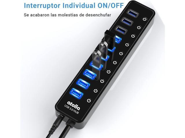 Powered USB 3.0 Hub, atolla 10 Ports USB Data Hub Splitter with Individual ON/Off Switches and 12V/2.5A Power Adapter USB Extension for Mouse,...