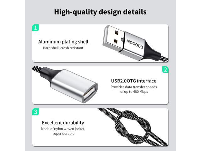 MOGOOD USB Splitter Cable USB y Splitter Adapter Dual USB 2.0 Power Cord Extension for Charging/Data Transfer Dual Double USB Port Extender Hub...