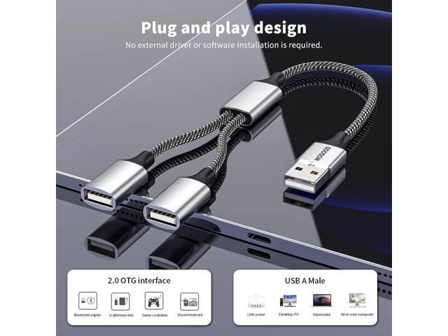MOGOOD USB Splitter Cable USB y Splitter Adapter Dual USB 2.0 Power Cord Extension for Charging/Data Transfer Dual Double USB Port Extender Hub...