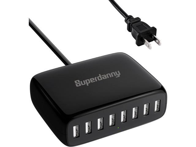 USB Charger Station, SUPERDANNY 8-Port Desktop Charging Station for Multiple Devices, Compatible with iPhone 11/X/Xs/Max/XR/SE/8/Plus, iPad...