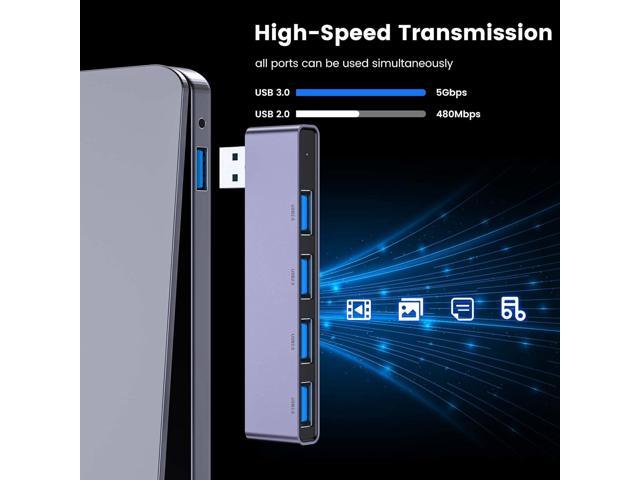 USB Hub, Fidioto 4-Port USB Hub(1 * 3.0 Hub, 3 * 2.0 Hub) USB Splitter for Laptop,Windows PC,Mac,Printer,Flash Drive,Mobile HDD, Notebook PC