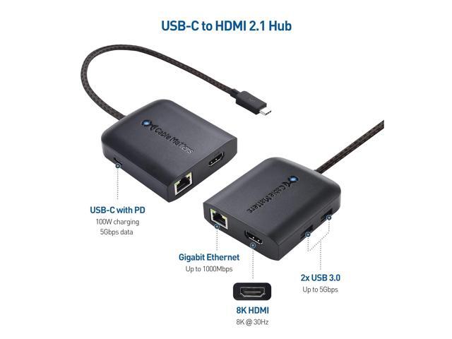 Cable Matters 8K USB C Hub HDMI 2.1 (USB-C HDMI Dock 4K@120Hz, USB C HDMI 2.1 Hub) with USB 3.0, Gigabit Ethernet, 100W Charging, Thunderbolt 4...