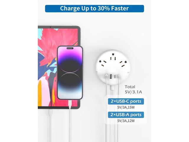 Flat Plug Power Strip, NTONPOWER 5 ft Ultra Thin Flat Extension Cord with 4 USB Ports(2 USB C Port), Travel Power Strip for Cruise Ship, Mountable,...