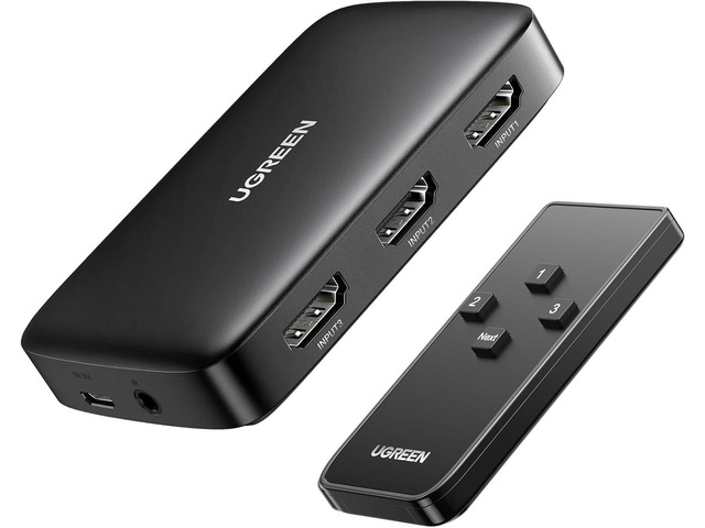 UGREEN HDMI Switch 3 in 1 Out 4K HDMI Splitter, HDMI Switch with Remote Supports HDR CEC 3D HDCP1.4 HDMI 3 Port Box Hub 4K 30Hz, Compatible with...